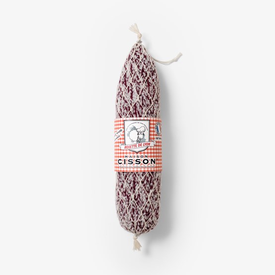 100% knitted Rosette de Lyon - White netting - Red - Design : Maison Cisson