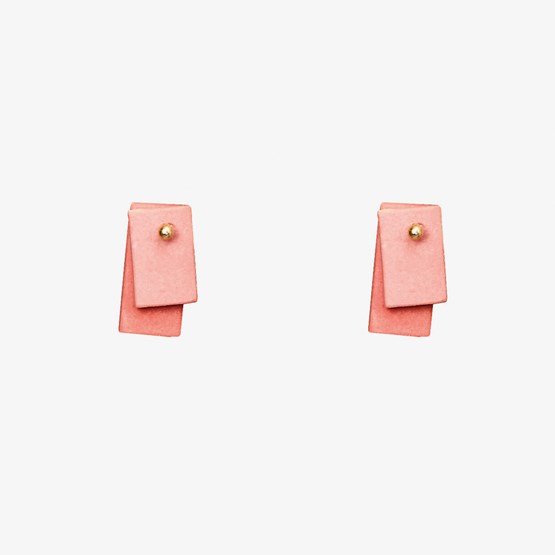PLAY porcelain earrings small - pink squares - Pink - Design : Stook Jewelry