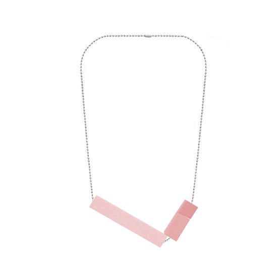 Collier en porcelaine - Triple Blocs rose - Design : Stook Jewelry