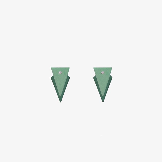 PLAY porcelain earrings small - green triangles - Design : Stook Jewelry
