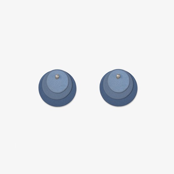 Boucles d'oreilles en porcelaine PLAY - ronds bleus - Design : Stook Jewelry