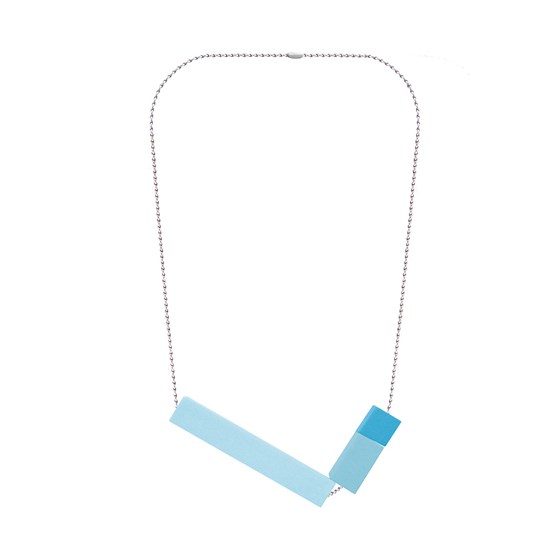 Collier en porcelaine - Triple Blocs bleu - Bleu - Design : Stook Jewelry