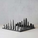 Premium Metal San Francisco Edition - Chess Game - Silver - Design : Skyline Chess 5