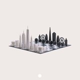 Jeu d'échec - New York vs. Londres - Multicolore - Design : Skyline Chess 8