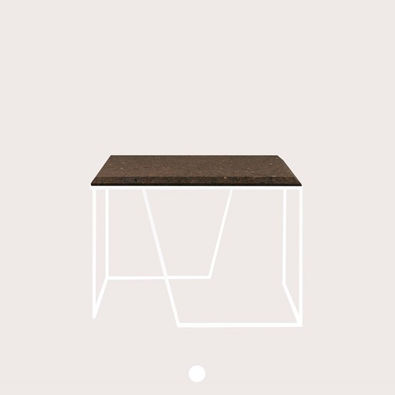 Table basse GRÃO | #2 - liège foncé et piètement blanc - Design : Galula Studio