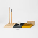 KESITO Desk Organizer - Blue, yellow and pine wood - Multicolor - Design : WOODENDOT 4
