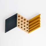 KESITO Desk Organizer - Blue, yellow and pine wood 3