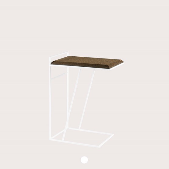 Table basse GRÃO | #3 - liège foncé et piètement blanc  - Design : Galula Studio
