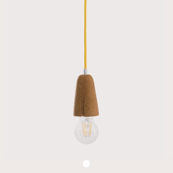 SININHO | pendant lamp - light cork and yellow cable  - Cork - Design : Galula Studio
