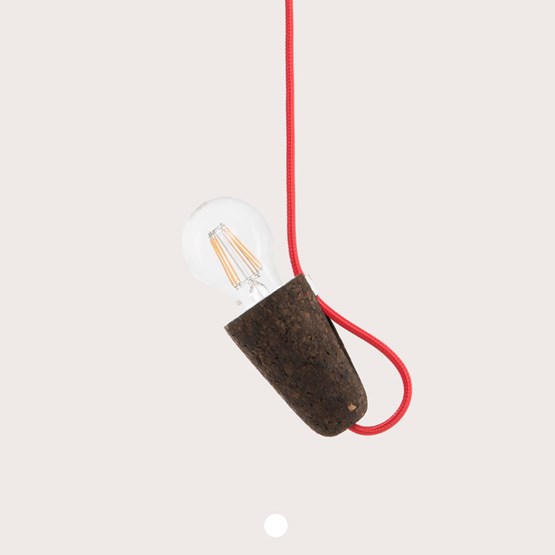 SININHO | pendant lamp - dark cork and red cable  - Cork - Design : Galula Studio