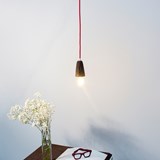 SININHO | pendant lamp - dark cork and red cable  4