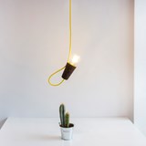 SININHO | pendant lamp - dark cork and yellow cable  5