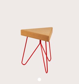 TRES | stool or table -  light cork and red legs