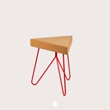 Tabouret/Table TRÊS -  liège clair et piètement rouge - Liège - Design : Galula Studio 8