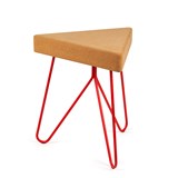 Tabouret/Table TRÊS -  liège clair et piètement rouge - Liège - Design : Galula Studio 5