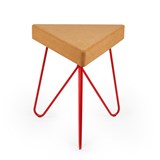 Tabouret/Table TRÊS -  liège clair et piètement rouge - Liège - Design : Galula Studio 6