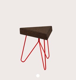 TRES | stool or table -  dark cork and red legs 