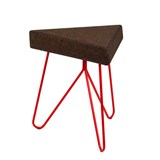 Tabouret/Table TRÊS -  liège foncé et piètement rouge - Liège - Design : Galula Studio 6