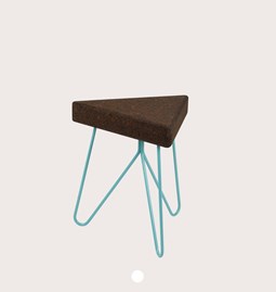 TRES | stool or table -  dark cork and blue legs
