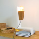 GLINT | magnetic desk lamp - #1 white base and grey wire - Cork - Design : Galula Studio 5