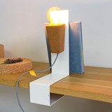 GLINT | magnetic desk lamp - #1 white base and grey wire - Cork - Design : Galula Studio 7