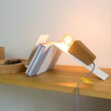 GLINT | magnetic desk lamp - #1 white base and grey wire - Cork - Design : Galula Studio 6